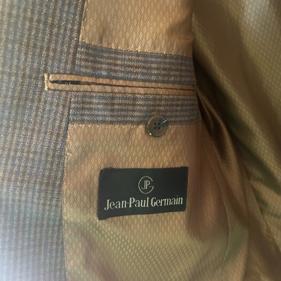 Jean-Paul Germain brown and blue plaid blazer 40L - Picture 2 of 3